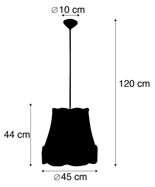 Retro závěsné svítidlo černé se šedou 45 cm - Granny
