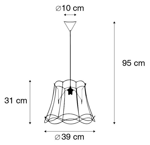 Retro závěsné svítidlo černé 40 cm - Granny Frame