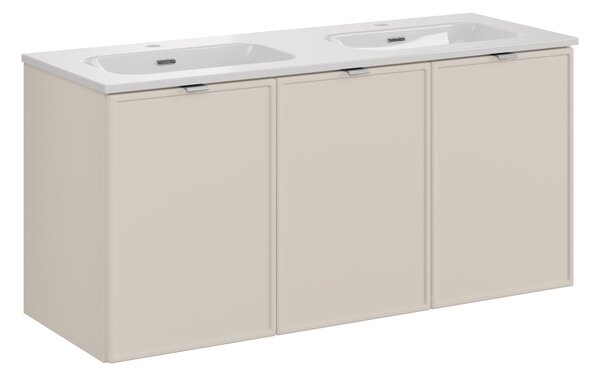 Comad Koupelnová skříňka s keramickým dvojumyvadlem Bella Cashmere 120 cm - kašmír
