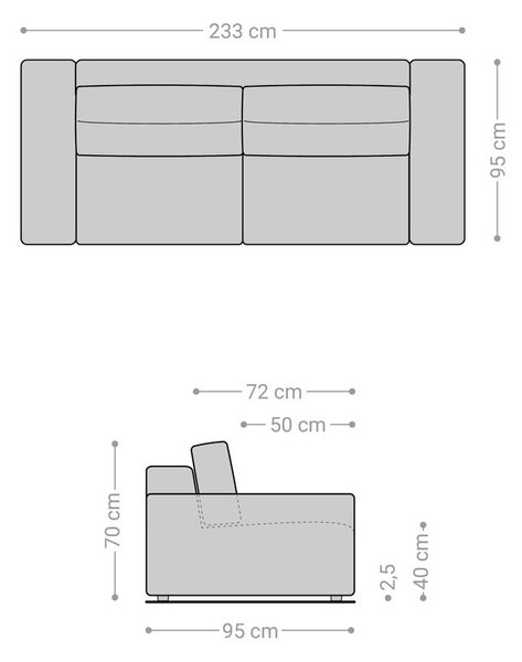 DELIFE Pohovka XL Lanzo 230x95 cm manšestr béžová