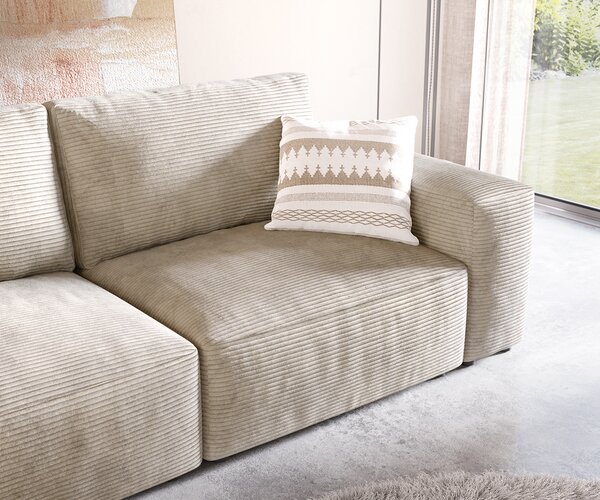 DELIFE Pohovka XL Lanzo 230x95 cm manšestr béžová