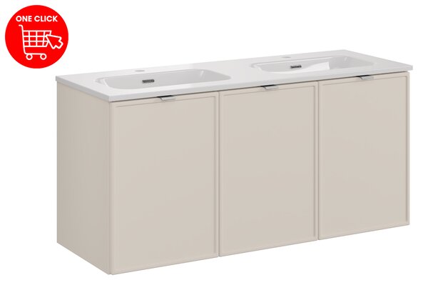 Comad Koupelnová skříňka s keramickým dvojumyvadlem Bella Cashmere 120 cm - kašmír