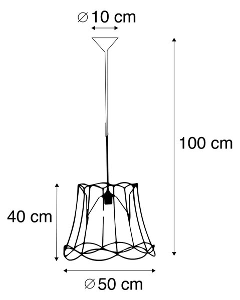 Retro závěsné svítidlo černé 50 cm - Granny Frame