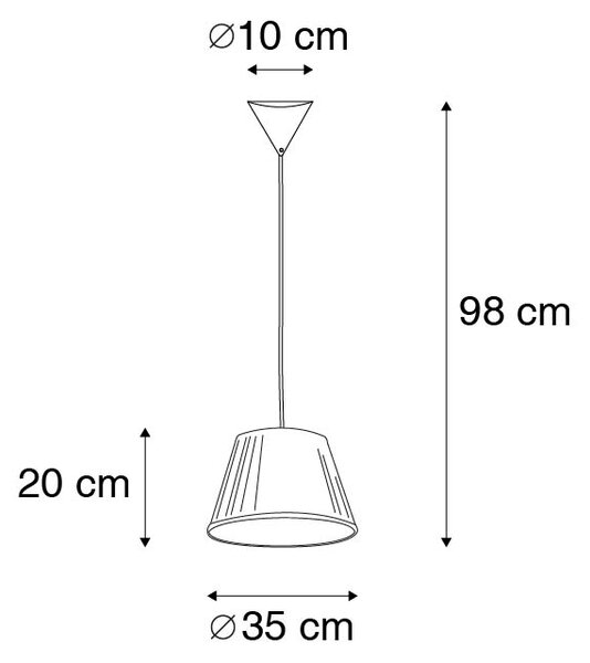 Retro závěsné svítidlo bílé 35 cm - Plisse