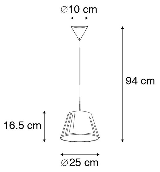 Retro závěsné svítidlo krémové 25 cm - Plisse
