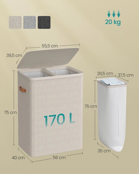 Koš na prádlo Daisy Beige 2x85l