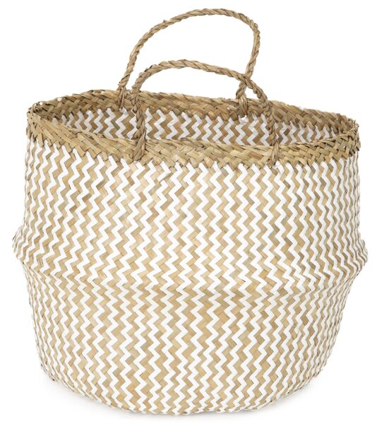 Přírodní košík z mořské trávy a papíru Compactor Belly M, skládací, 35 x 32 cm