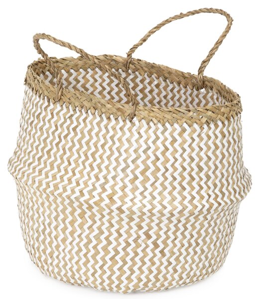 Přírodní košík z mořské trávy a papíru Compactor Belly M, skládací, 35 x 32 cm
