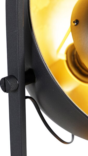 Průmyslová stojací lampa černá se zlatem 3-světlo - Magnax
