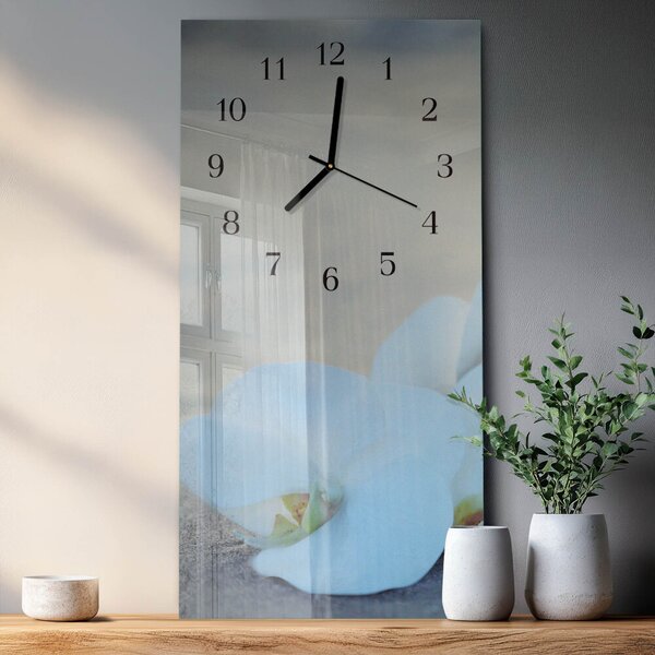 Skleněné hodiny vertikální Orchidej zsppc-30x60-00181367