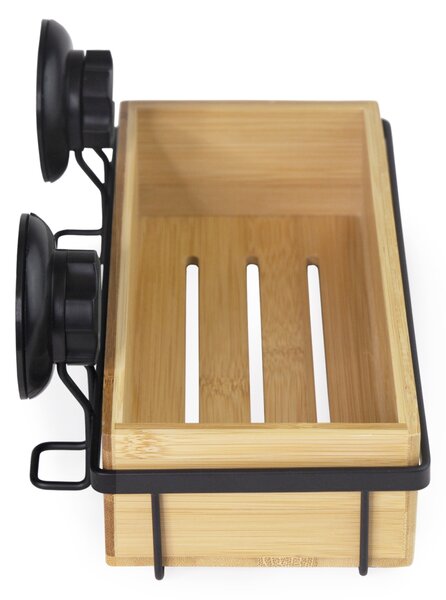 Bambusová polička na koupelnové doplňky na zeď Compactor Bestlock SPA Bamboo Black