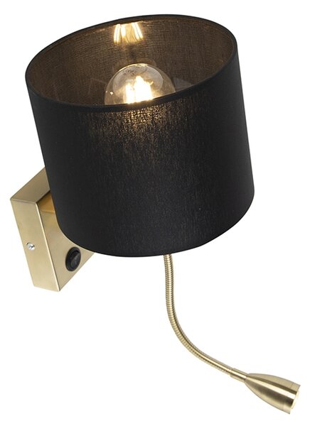 Art Deco nástěnná lampa zlatá s černým stínítkem - Brescia