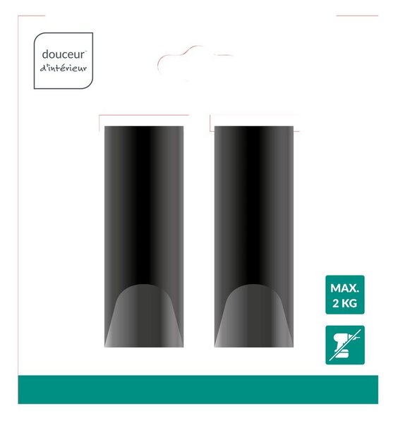 Matně černé závěsné kovové háčky v sadě 2 ks Fixeo – douceur d'intérieur