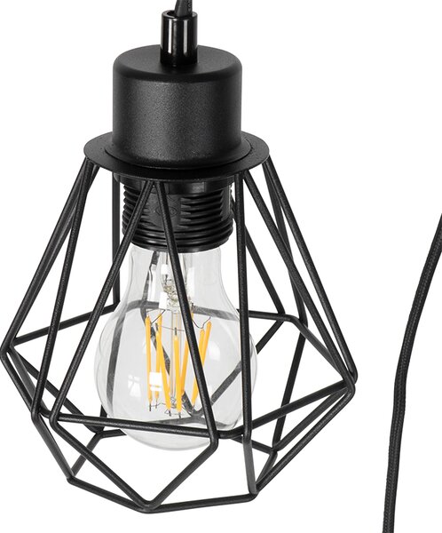 Rustikální stojací lampa černá se dřevem 2-světlo - Chon