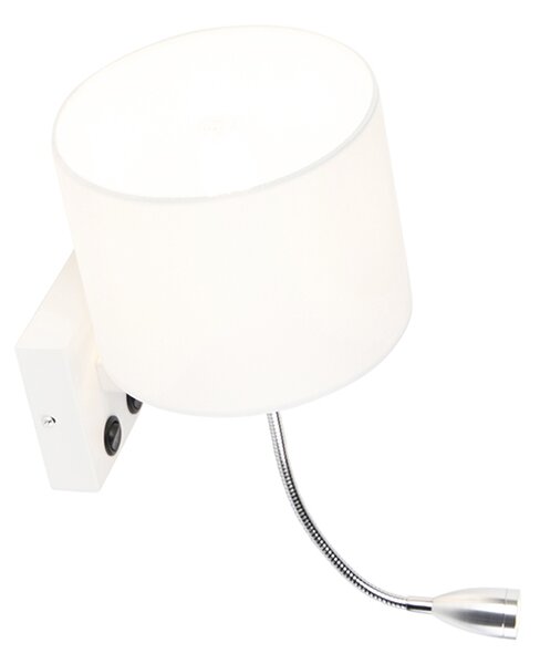 Moderní nástěnná lampa bílá s bílým stínítkem - Brescia