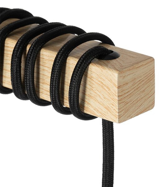 Rustikální stojací lampa černá se dřevem 2-světlo - Chon