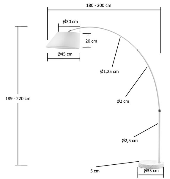 Bílá bavlněná stojací lampa Kave Home May 189-220 cm