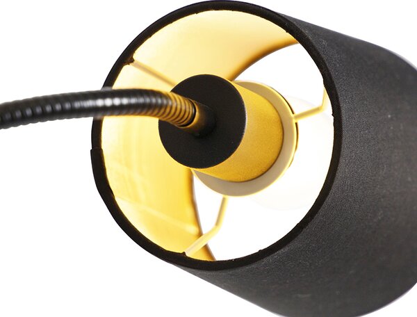 Klasická stojací lampa černá se zlatem a lampičkou na čtení - Retro