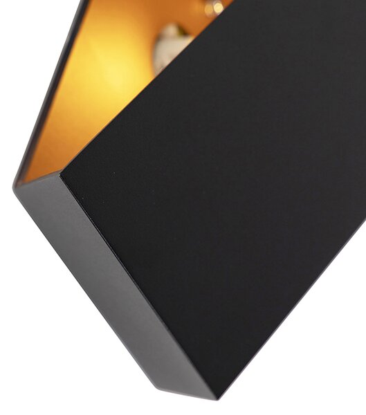 Designová nástěnná lampa černá se zlatem - Fold