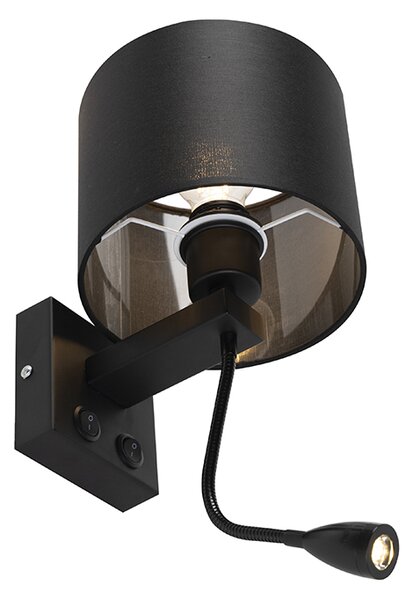 Moderní nástěnná lampa černá s černým stínítkem - Brescia