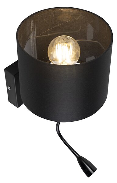 Moderní nástěnná lampa černá s černým stínítkem - Brescia