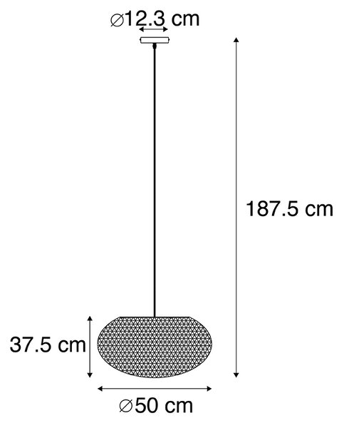 Rustikální závěsné svítidlo bílé 50 cm - Corda Flat