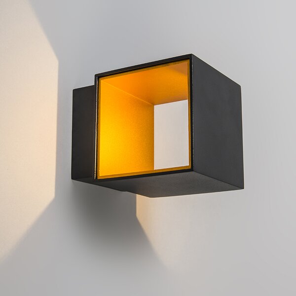 Designová nástěnná lampa černá/zlatá vč. LED - Caja