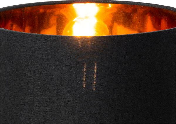 Moderní stolní lampa s látkovým stínítkem černá se zlatem - VT 1