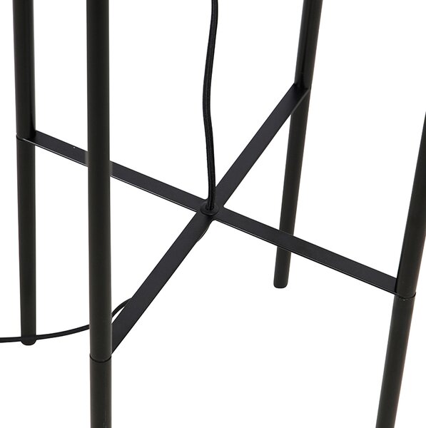 Moderní stojací lampa černá s sametovým šedým stínítkem - Rich