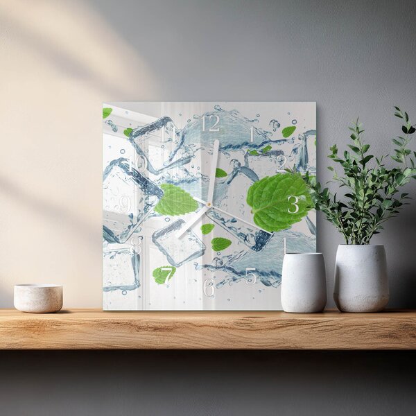 Skleněné hodiny Ledová máta zskb-30x30-00090490