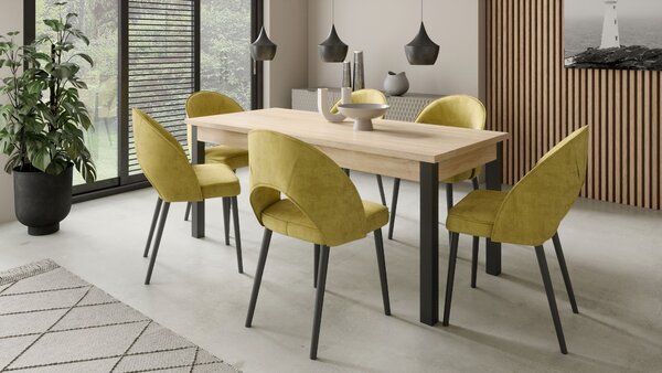 Jídelní stůl pro 6 osob 140x80 cm CADLA 12 - černý / dub sonoma