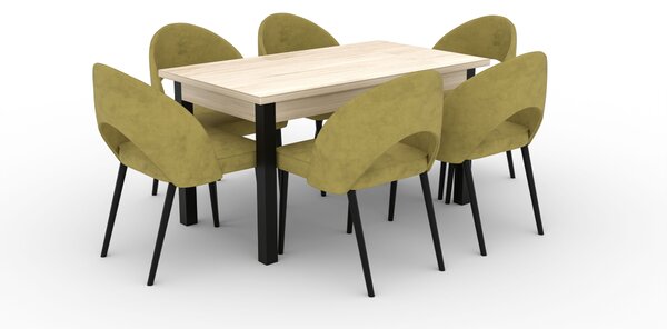 Jídelní stůl pro 6 osob 140x80 cm CADLA 12 - černý / dub sonoma