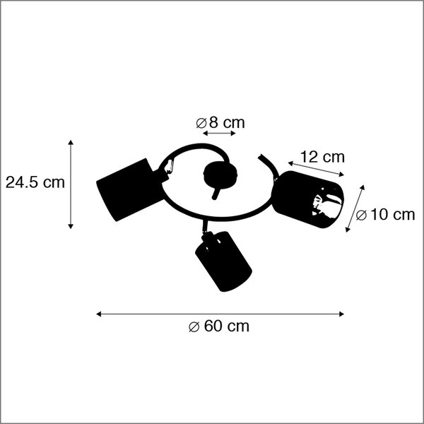 Chytré moderní stropní svítidlo černé vč. 3 WiFi B35 - Lofty