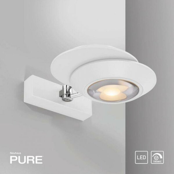 PAUL NEUHAUS LED nástěnné svítidlo PURE Oculis, bílá, stmívatelné, otočné a nastavitelné 2700K