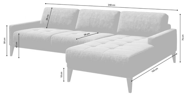 Tmavě šedá látková rohová pohovka MESONICA Musso Tufted I, levá, 248 cm