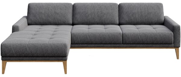 Tmavě šedá látková rohová pohovka MESONICA Musso Tufted I, levá, 248 cm