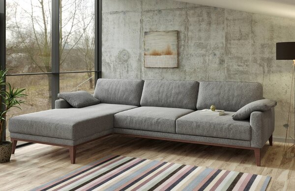 Tmavě šedá látková rohová pohovka MESONICA Musso Tufted I, levá, 248 cm