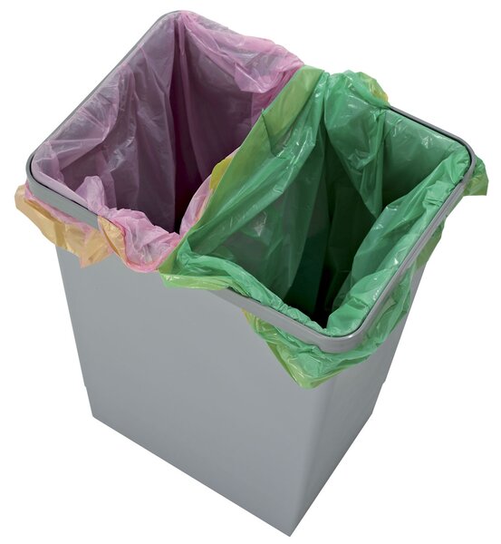 Plastový koš Elletipi s rukojeťmi Cover BIG, 18 L, šedý, 34 x 22,5 x 30 cm