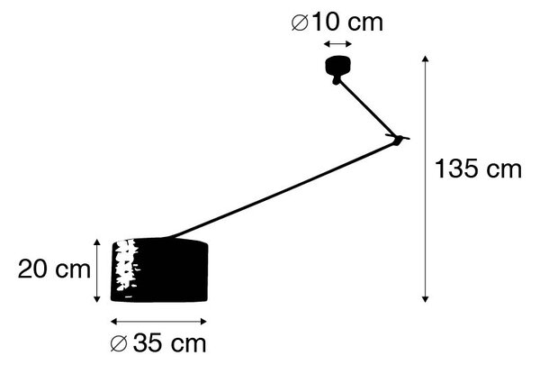 Závěsné svítidlo černé s stínítkem 35 cm světle šedé nastavitelné - Blitz