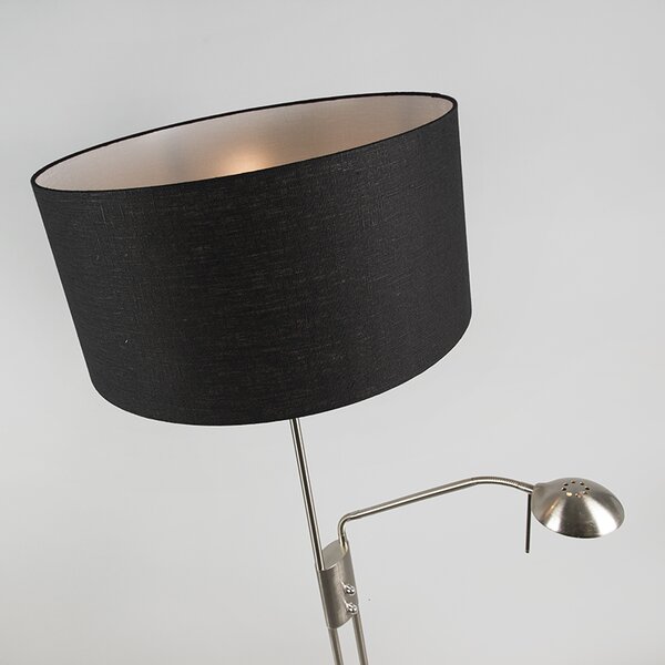 Stojací lampa z oceli a černá s nastavitelným ramenem na čtení - Luxor