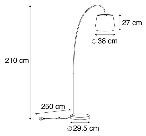 Chytrá oblouková lampa ocel s šedou včetně wifi A60 - Bend