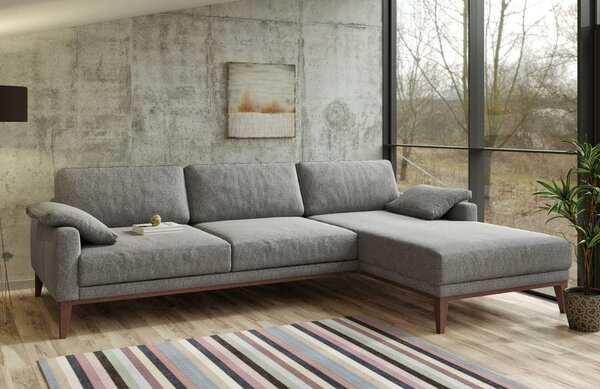 Tmavě šedá látková rohová pohovka MESONICA Musso Tufted I, pravá, 248 cm