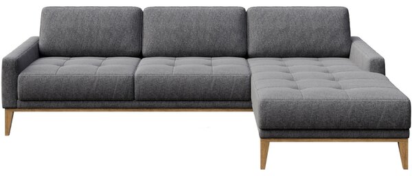 Tmavě šedá látková rohová pohovka MESONICA Musso Tufted I, pravá, 248 cm