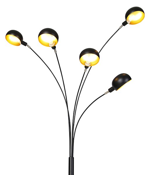 Designová stojací lampa černá 5-světlo - Sixties