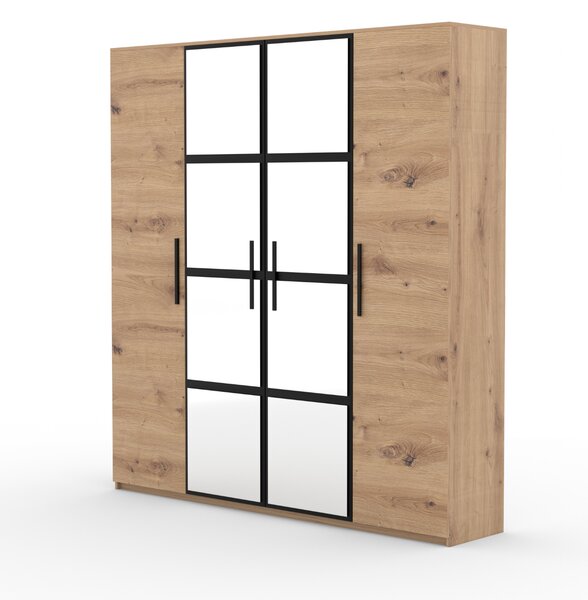 Šatní skříň se zrcadlem 205 cm GEPTIS - dub artisan