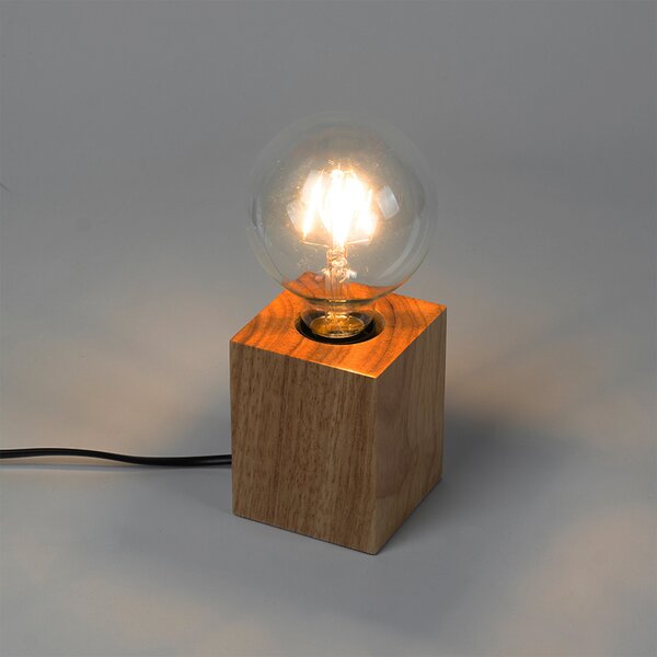 Rustikální stolní lampa dřevo přírodní - Bloc