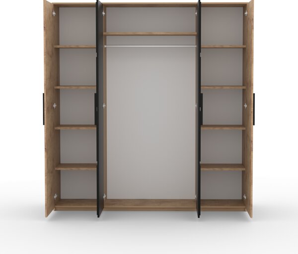 Šatní skříň se zrcadlem 205 cm GEPTIS - dub artisan