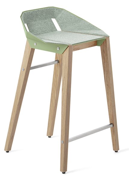 Mintová plstěná barová židle Tabanda DIAGO s dubovou podnoží 62 cm