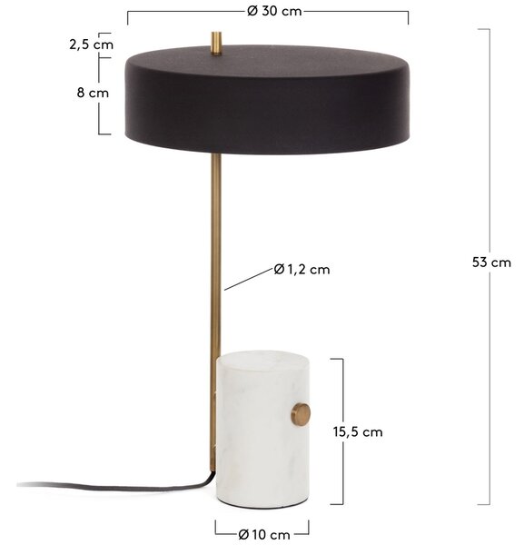 Černá kovová stolní lampa Kave Home Phant