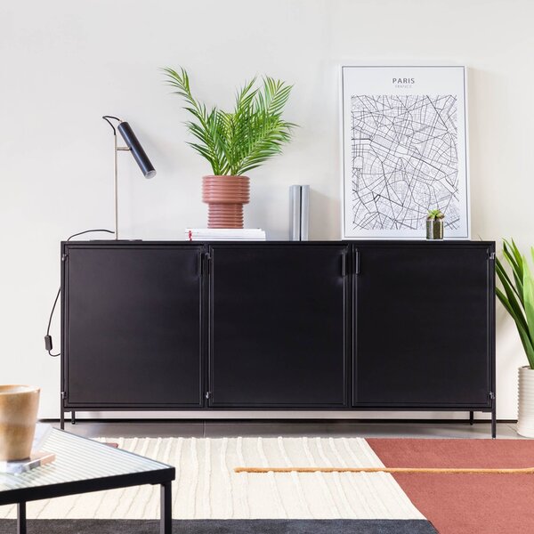 Černá kovová komoda Kave Home Shantay 160 x 35 cm